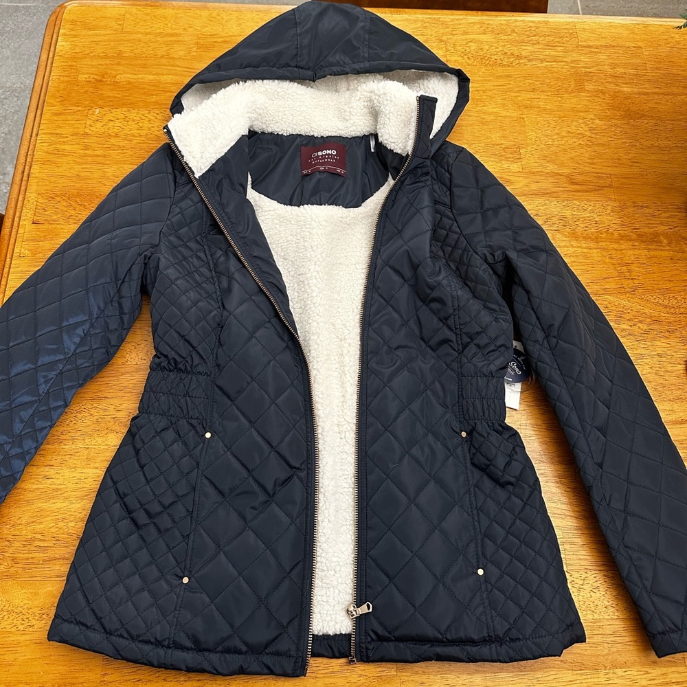 Faux fur lined jacket, black
